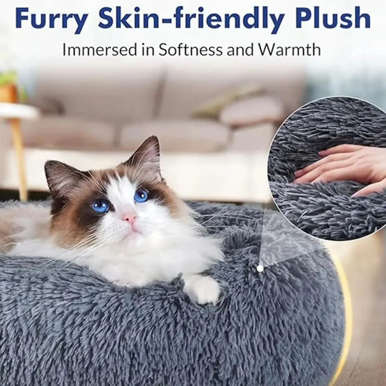 Cozy Circular Pet Bed for Cats & Dogs