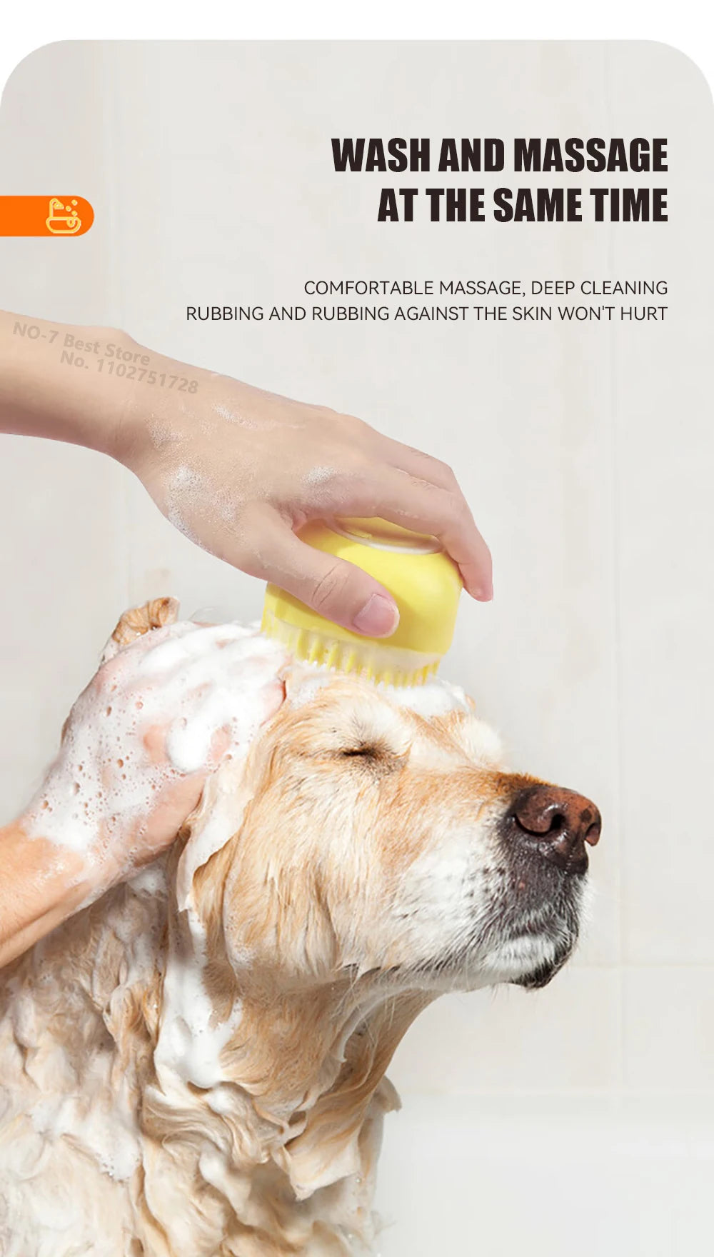 Dog Bathing Brush & Shampoo Dispenser – Soft Silicone Massage & Grooming Tool for Dogs & Cats