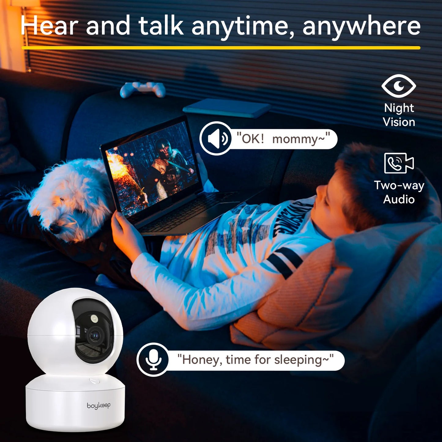 BoyKeep 3MP 5G/2.4GHz WiFi Indoor Home Security IP SMART CAMERA FOR PET AND BABY