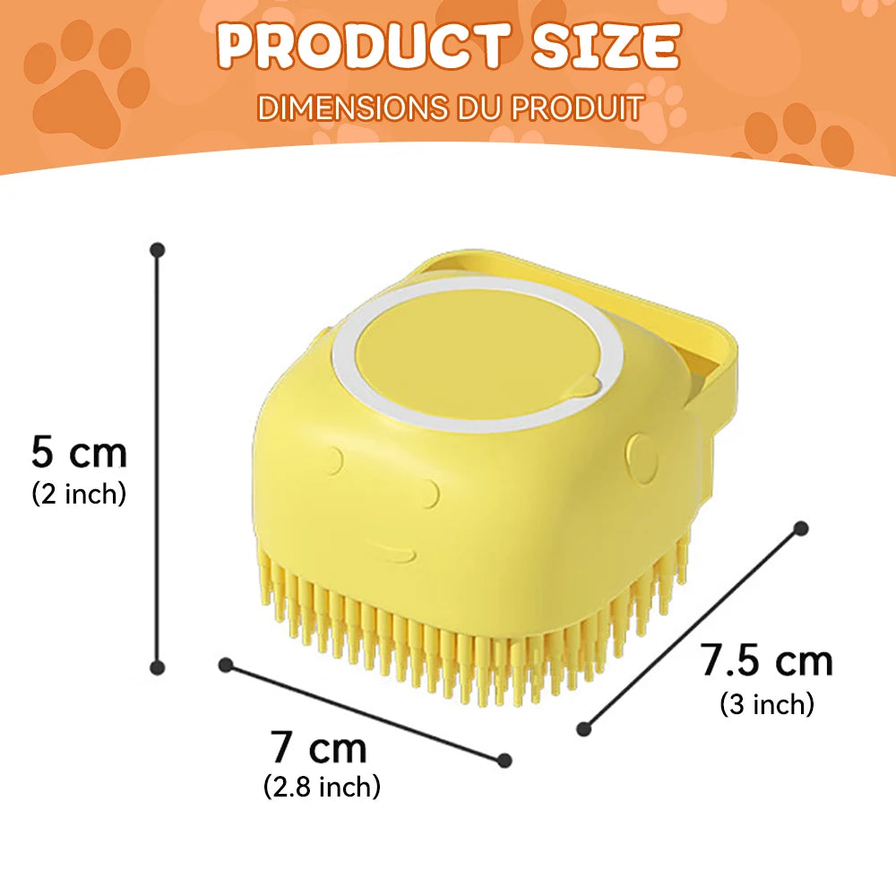 Dog Bathing Brush & Shampoo Dispenser – Soft Silicone Massage & Grooming Tool for Dogs & Cats