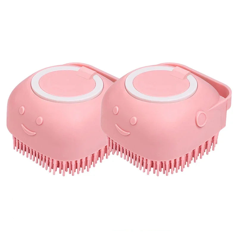 Dog Bathing Brush & Shampoo Dispenser – Soft Silicone Massage & Grooming Tool for Dogs & Cats